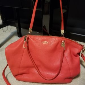 Orange leather handbag/satchel